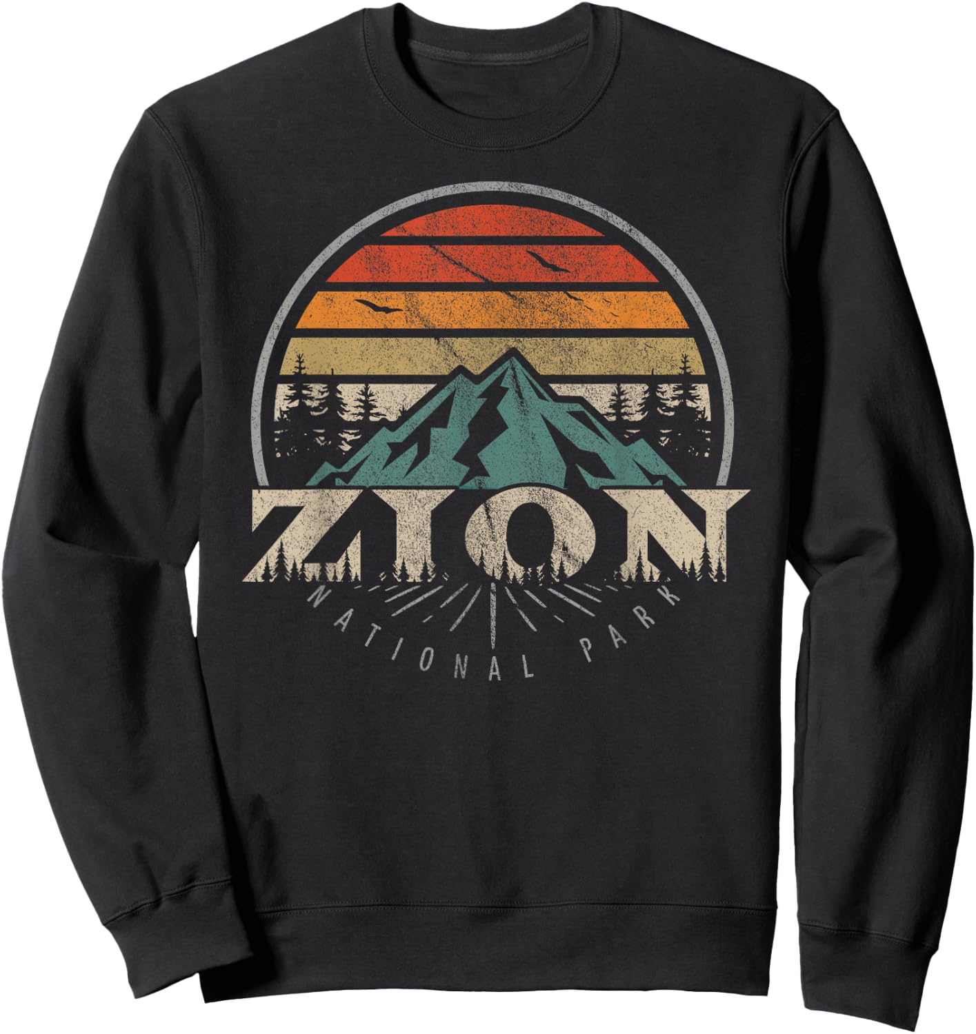 US Zion National Park Shirts & More Retro Zion National Park US Vintage Zion - Men's Black Short Sleeve - Small - Hiking & Camping Adventure Gift Sweatshirt - Sweatshirt | Black