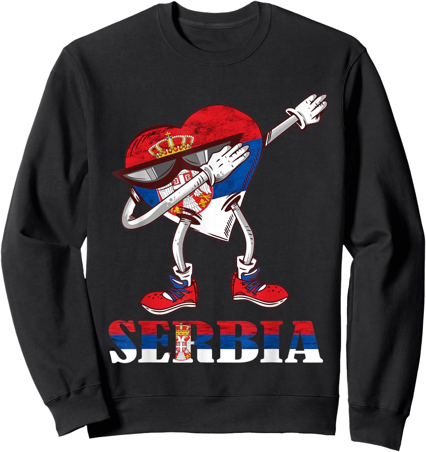 Serbian Dabbing Heart Serbian Flag Serbia Pride Serbia Sweatshirt - Sweatshirt | Black