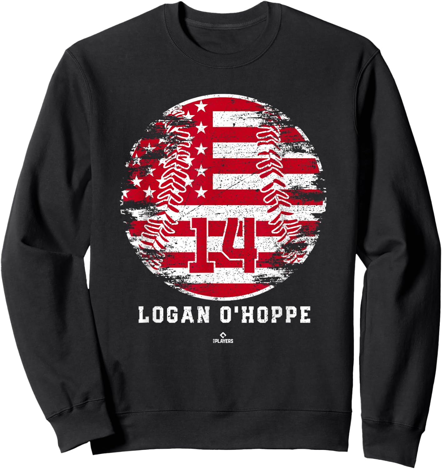 Vintage Baseball Flag Logan O Hoppe Los Angeles MLBPA Sweatshirt - Sweatshirt | Black