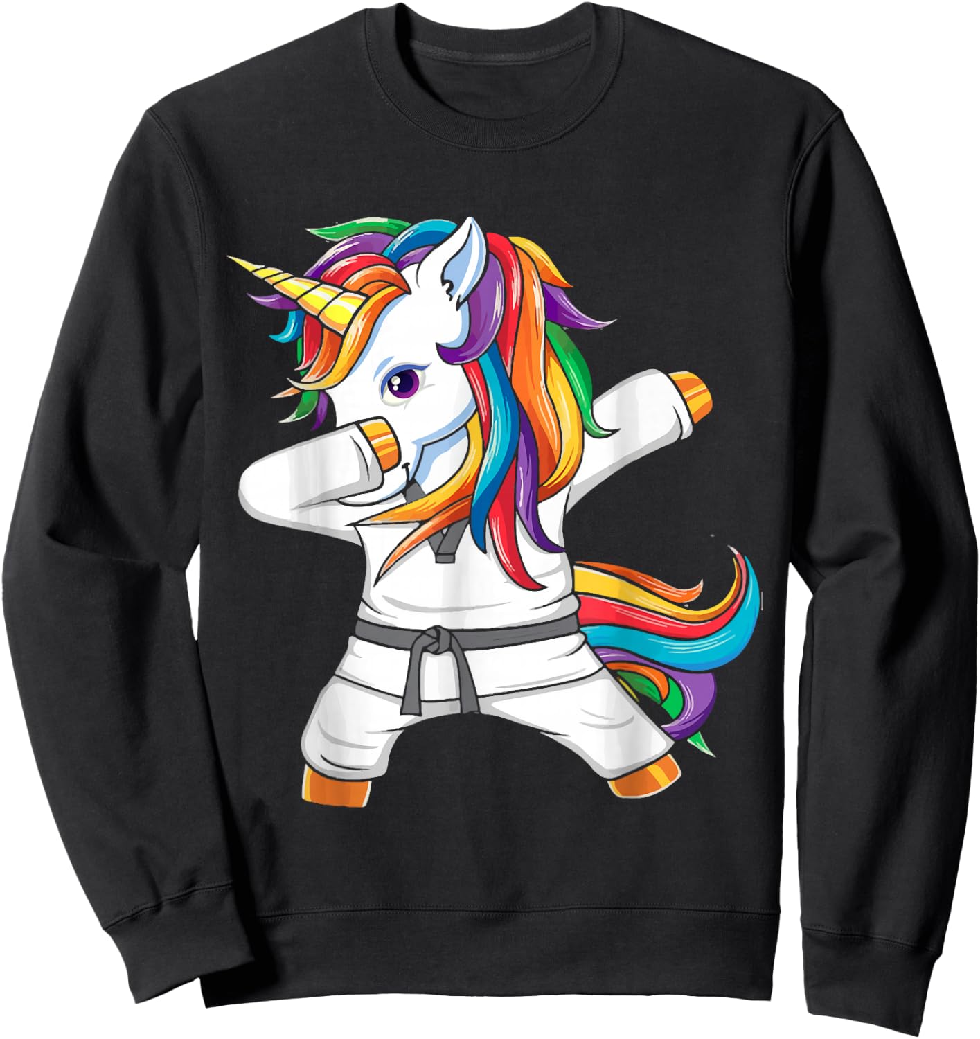 Funny Dabbing Unicorn Brazilian Jiu-Jitsu BJJ Kids Jew Jitsu Sweatshirt - Sweatshirt | Black
