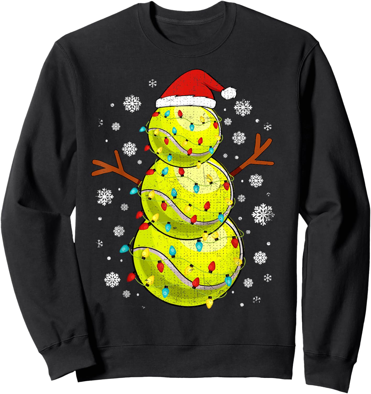 Tennis Snowman Sports Christmas Sweatshirt - Sweatshirt | Black