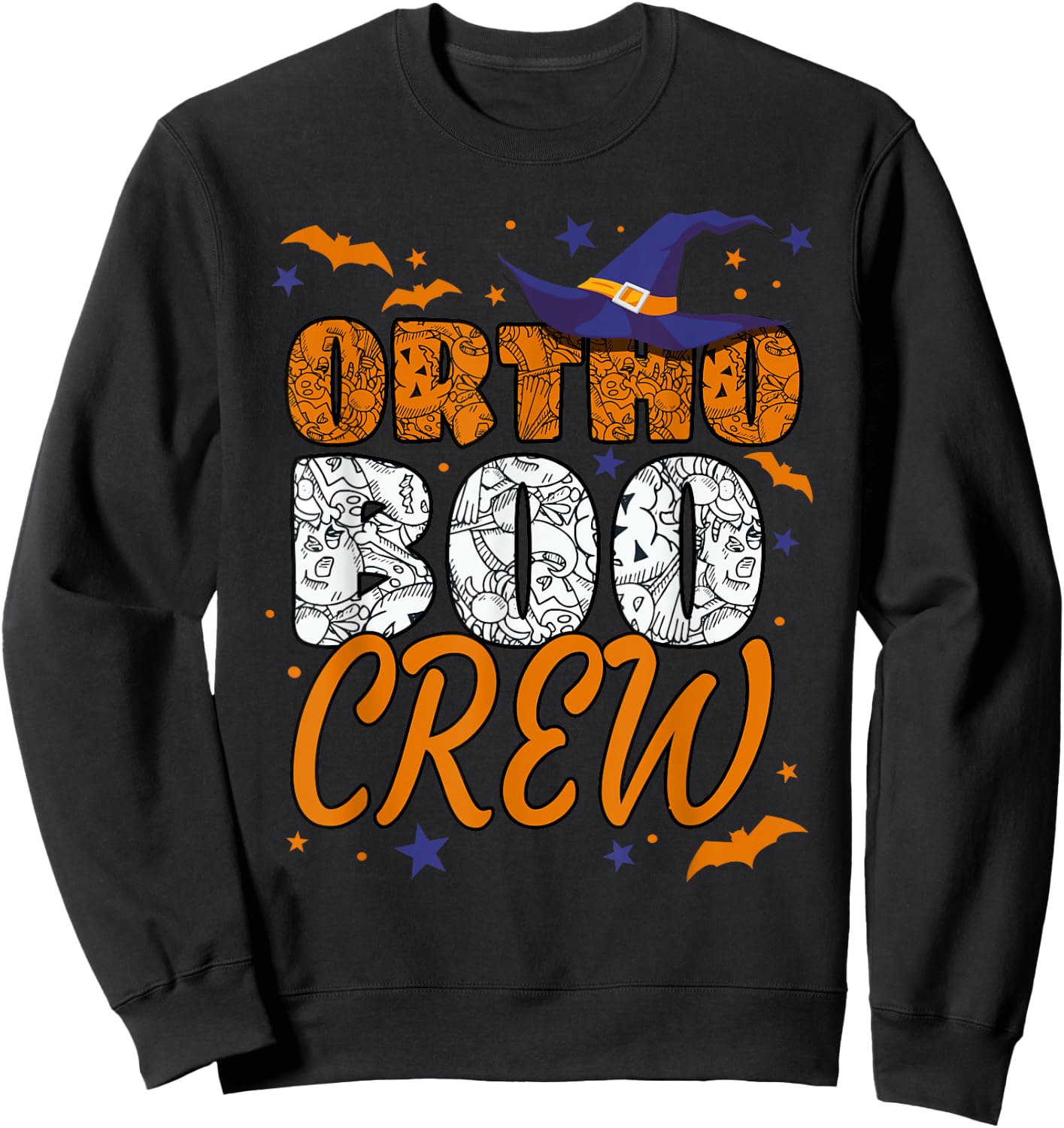 Ortho Boo Crew Halloween Orthopedic Nurse Matching Sweatshirt - Sweatshirt | Black