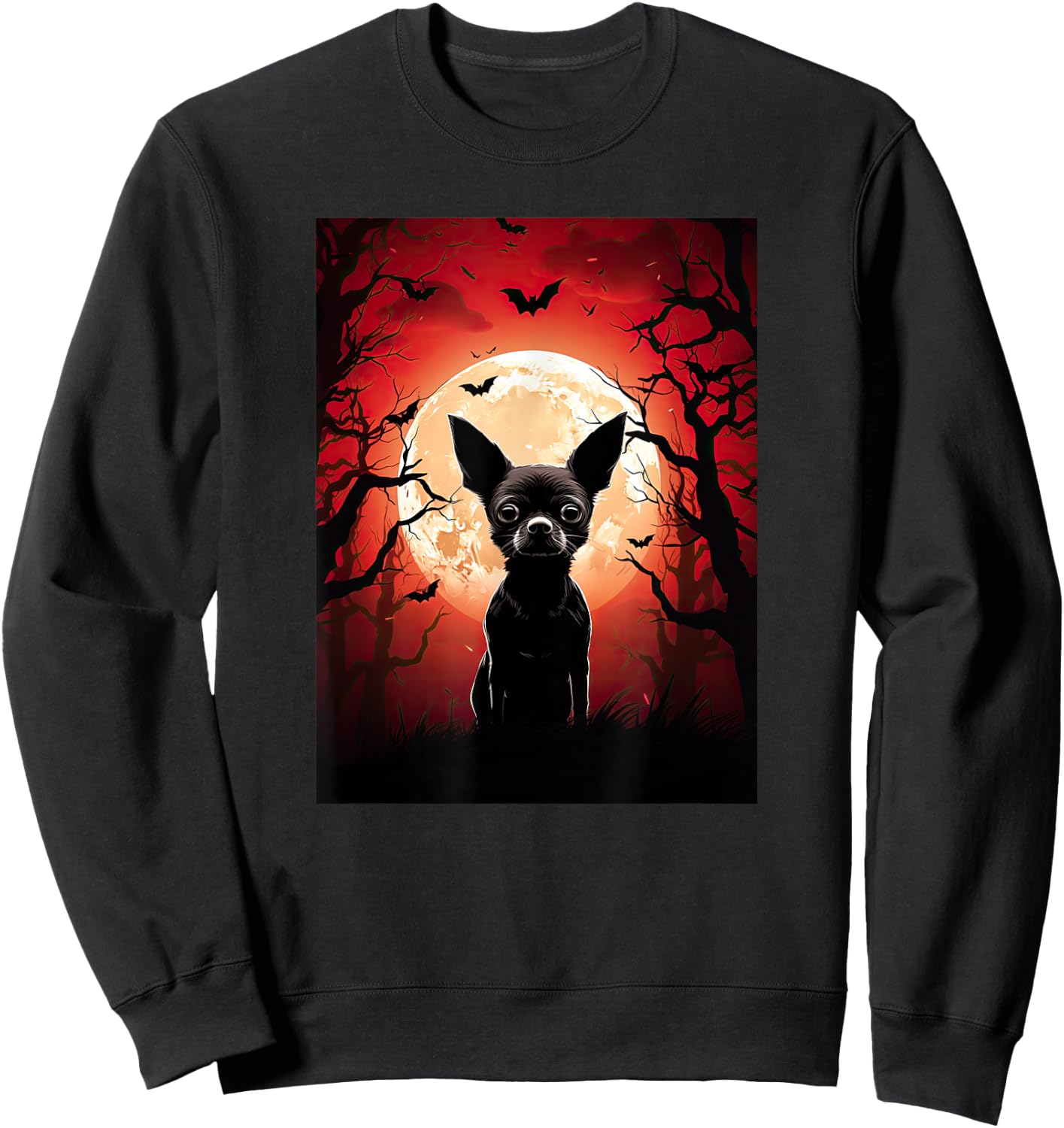 Evil Chihuahua Dog Moon Silhouette Halloween Cute Chihuahua Women Sweatshirt - Sweatshirt | Black