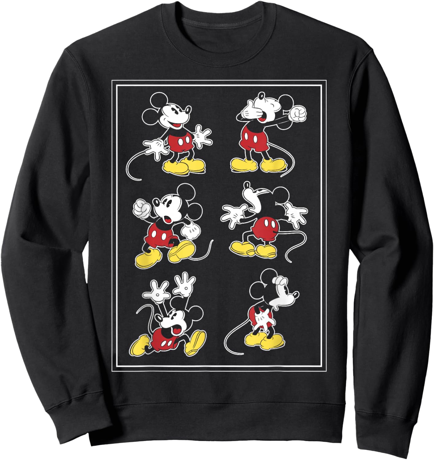 Disney Mickey Mouse Many Emotions Border Sweatshirt - Sweatshirt | Black