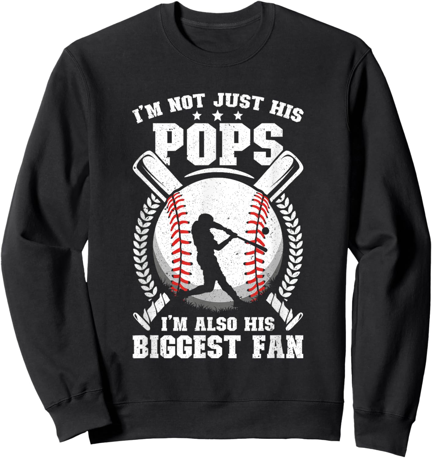 His Biggest Fan Baseball Pops Of A Baseball Player Sweatshirt - Sweatshirt | Black