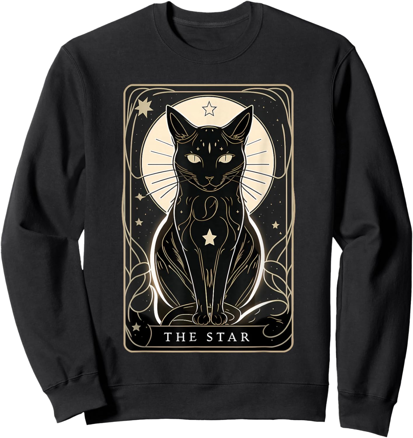 Star Cat Tarot Card Graphic for Tarot Cat Lovers Sweatshirt - Sweatshirt | Black