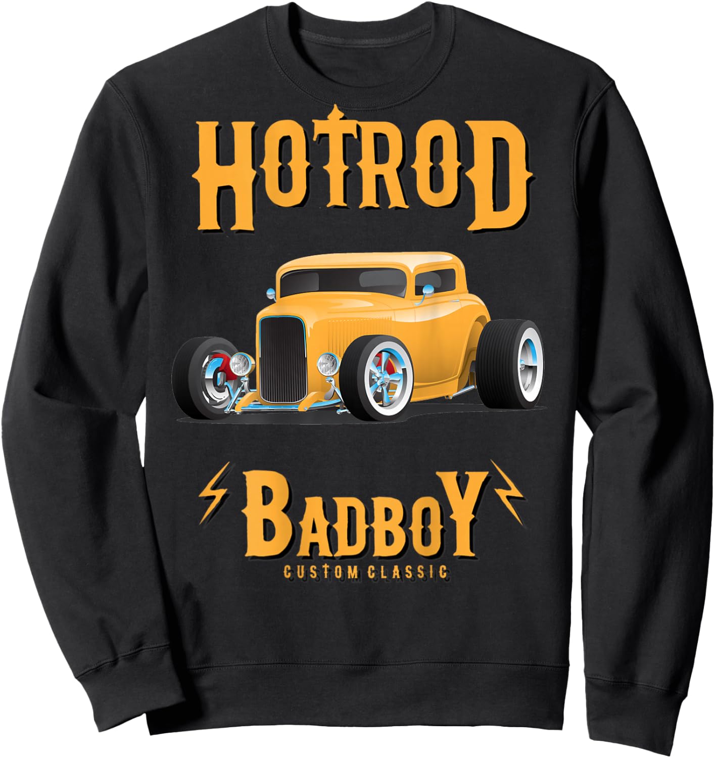 Muscle Car Mayhem Classic HotRod Mechanic (on back) Sweatshirt - Sweatshirt | Black