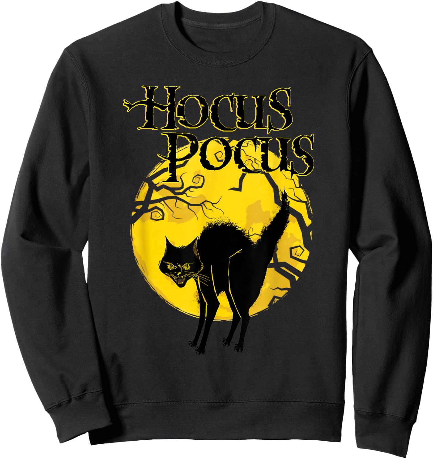 Disney Hocus Pocus Black Cat Binx Moon Silhouette V2 Sweatshirt - Sweatshirt | Black