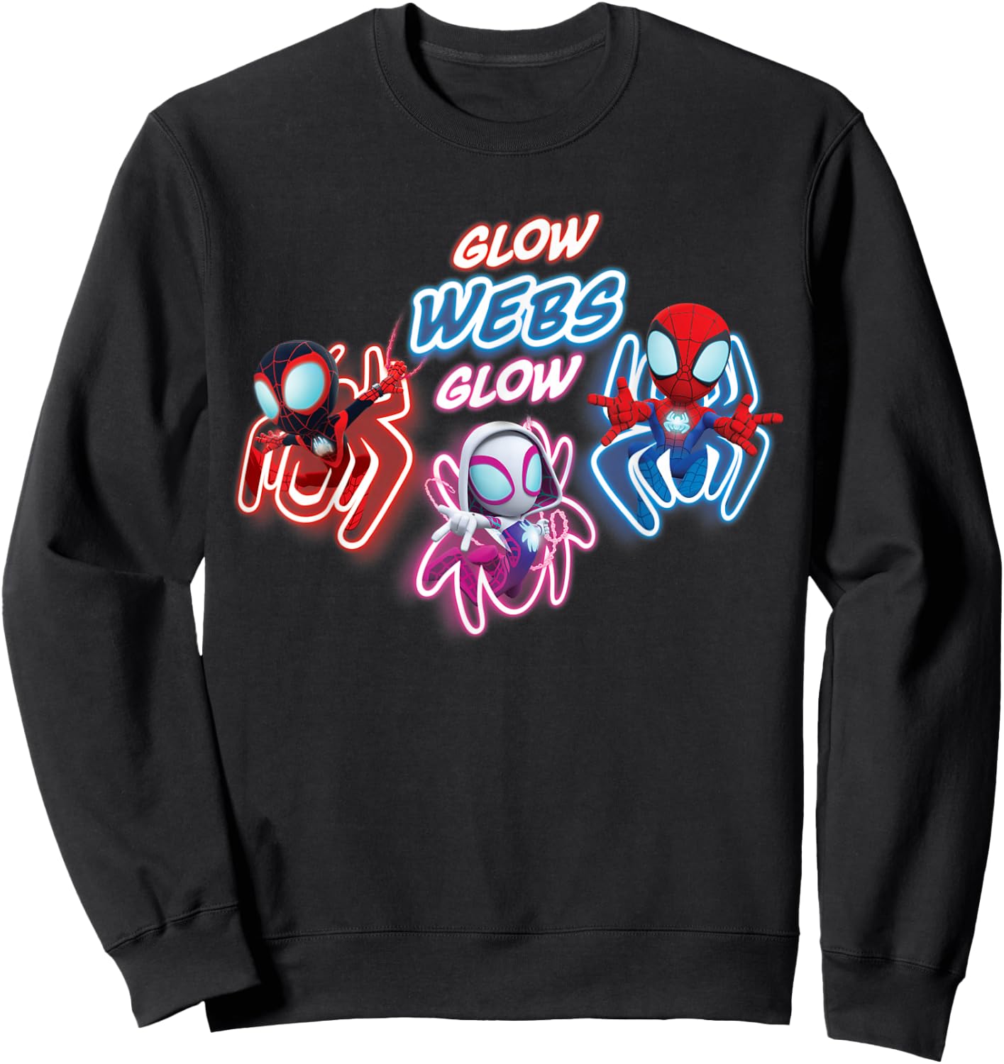 Marvel Spidey and His Amazing Friends Glow Webs Glow Action Sweatshirt - Sweatshirt | Black