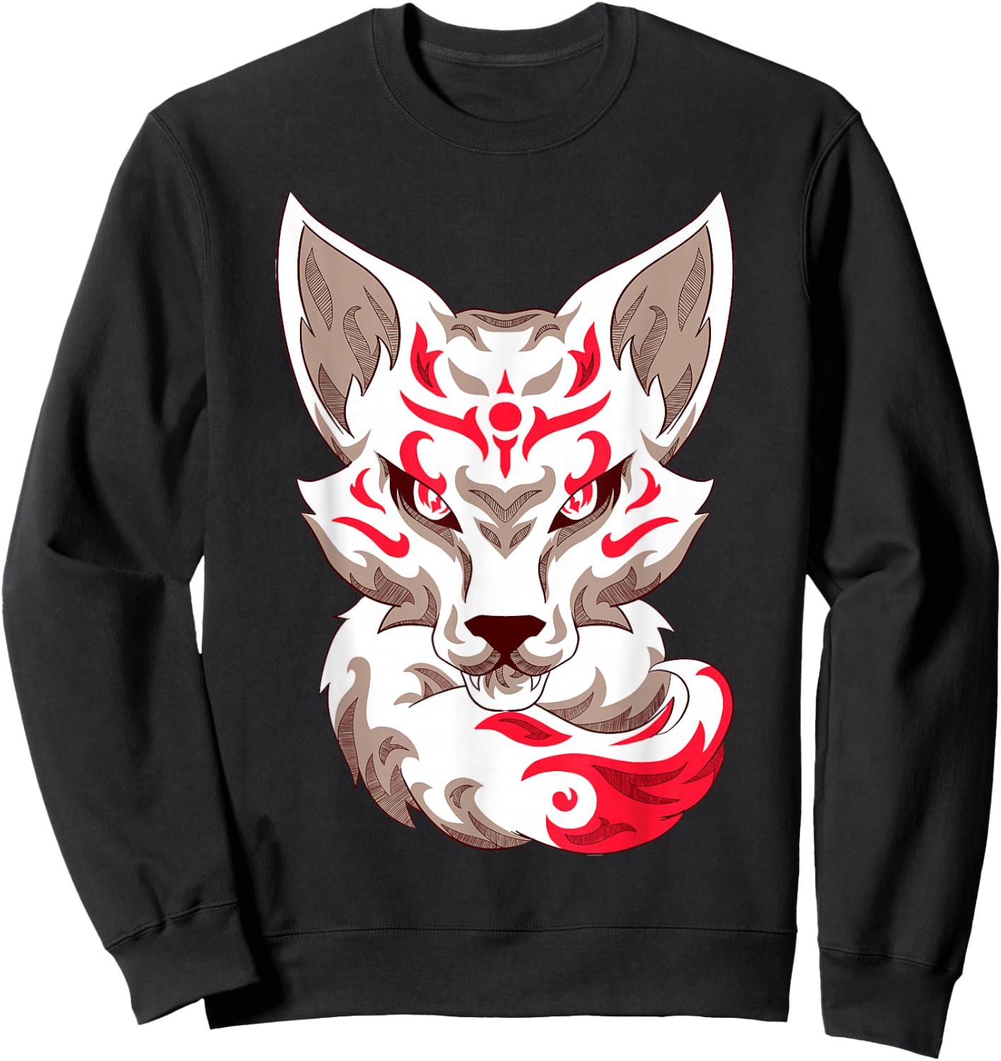 Kitsune Mask Nine-Tailed Fox Sweatshirt - Sweatshirt | Black