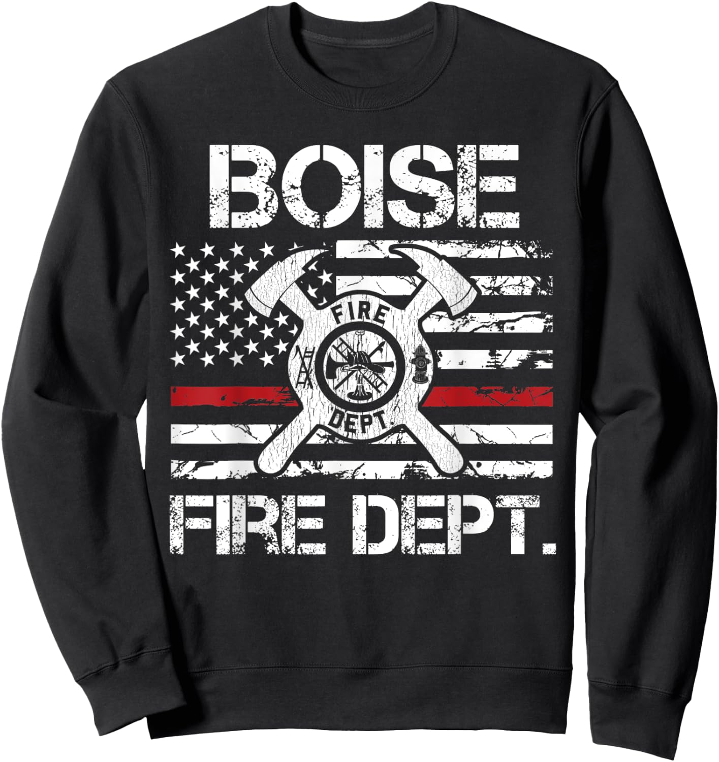 Boise Idaho Fire Department Thin Red Line Logo Sweatshirt - Sweatshirt | Black