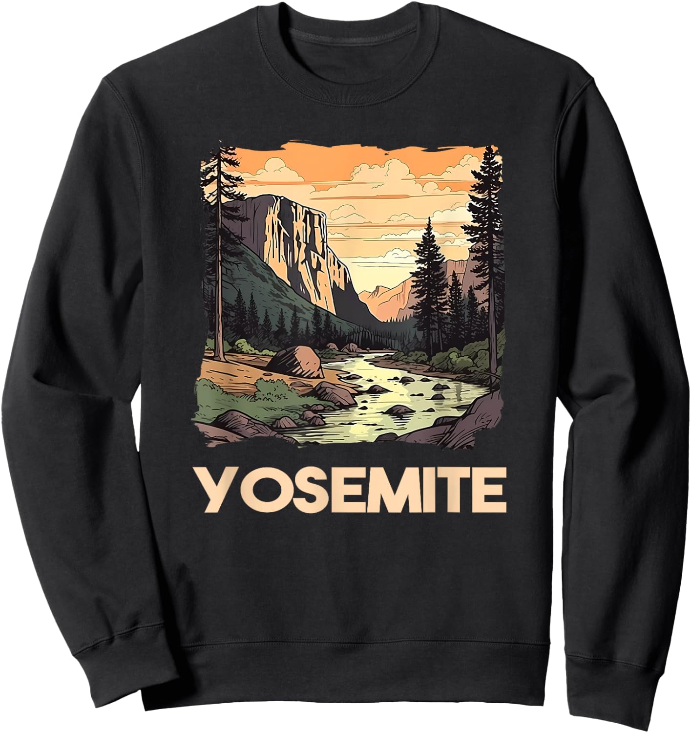 Vintage Yosemite National Park Nature Lover Adventure Sweatshirt - Sweatshirt | Black
