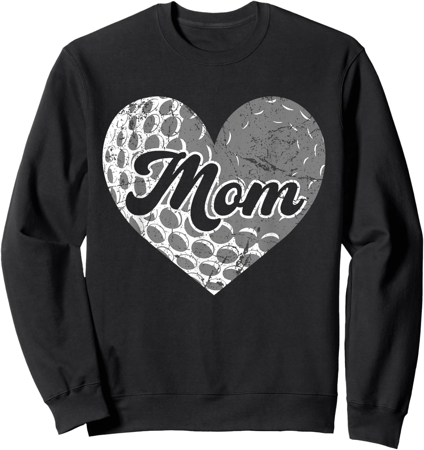 Mother's Day Distressed Heart Golf Mom Mama Sport Fan Sweatshirt - Sweatshirt | Black