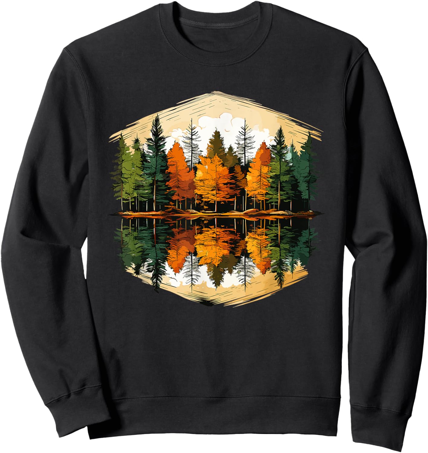 Nature Reflection Forest Trees Outdoor Wildlife Sweatshirt - Sweatshirt | Black