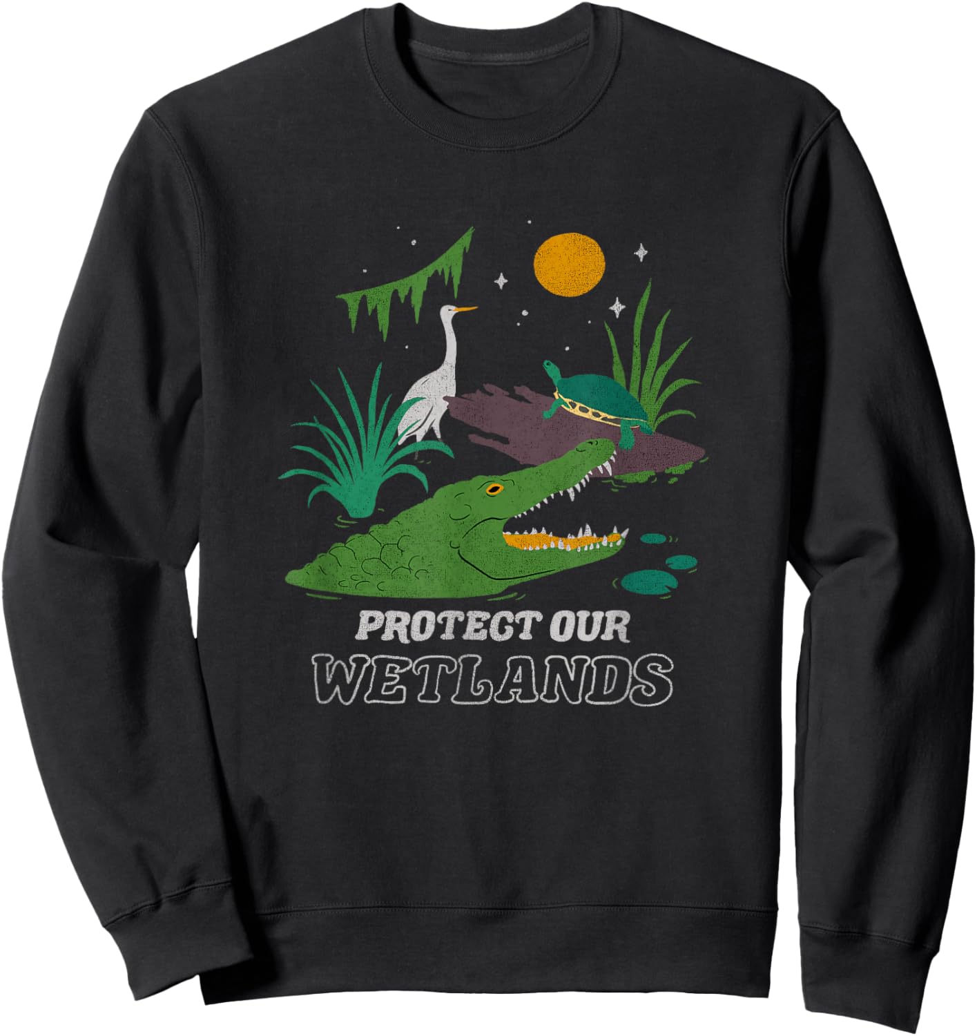 Trendy Outdoors Wildlife Protect Our Wetlands Sweatshirt - Sweatshirt | Black