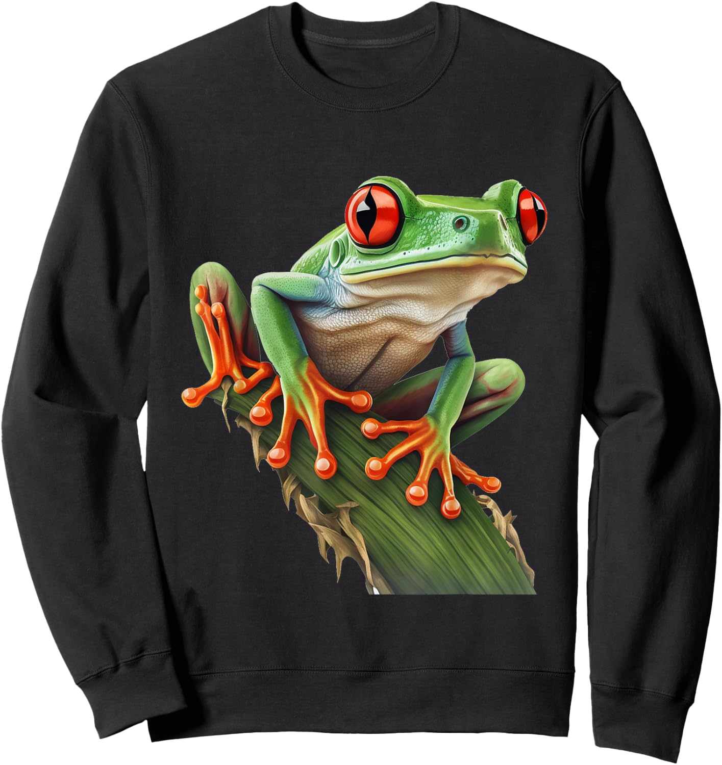 Red Eyed Tree Frog Rainforest Amphibian Leaping Frog Sweatshirt - Sweatshirt | Black