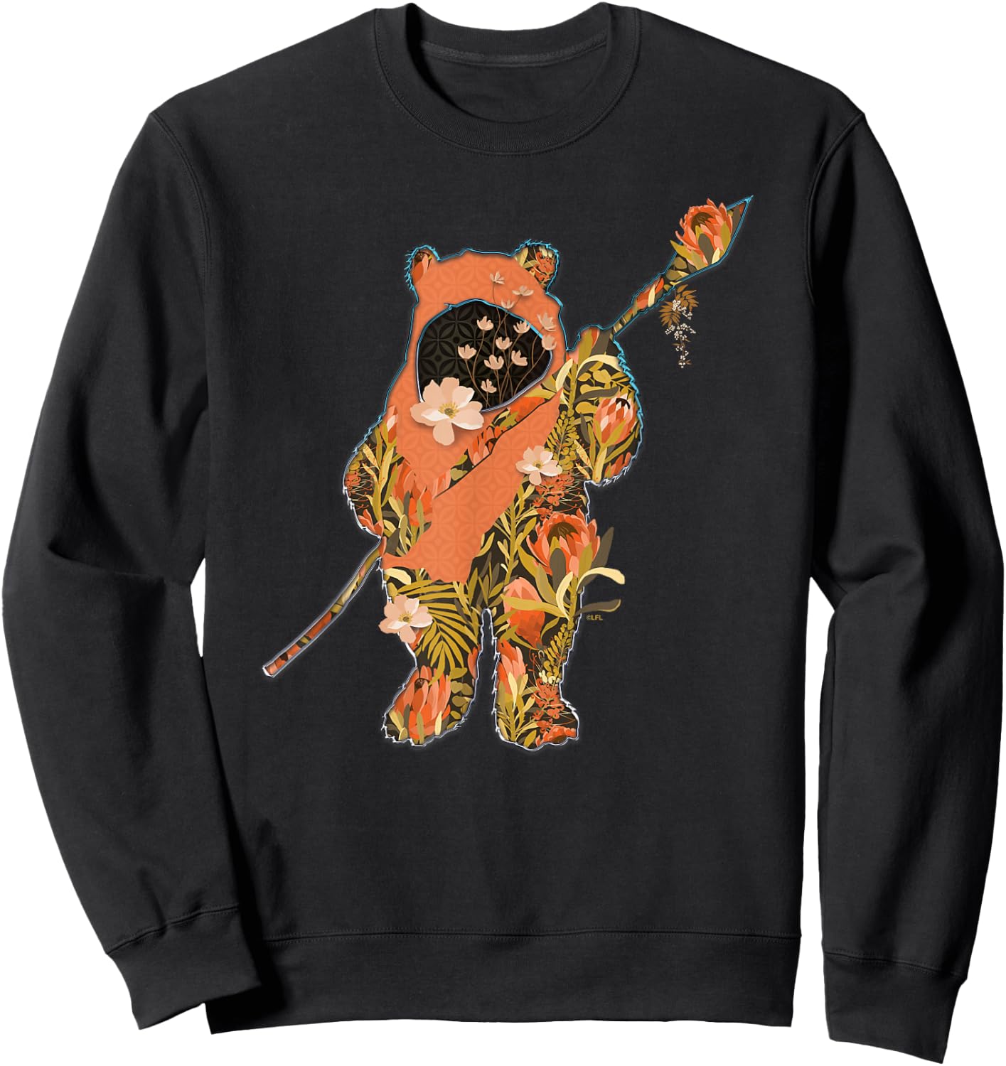 Star Wars Wicket Ewok Endor Floral Garden Reimagined Sweatshirt - Sweatshirt | Black
