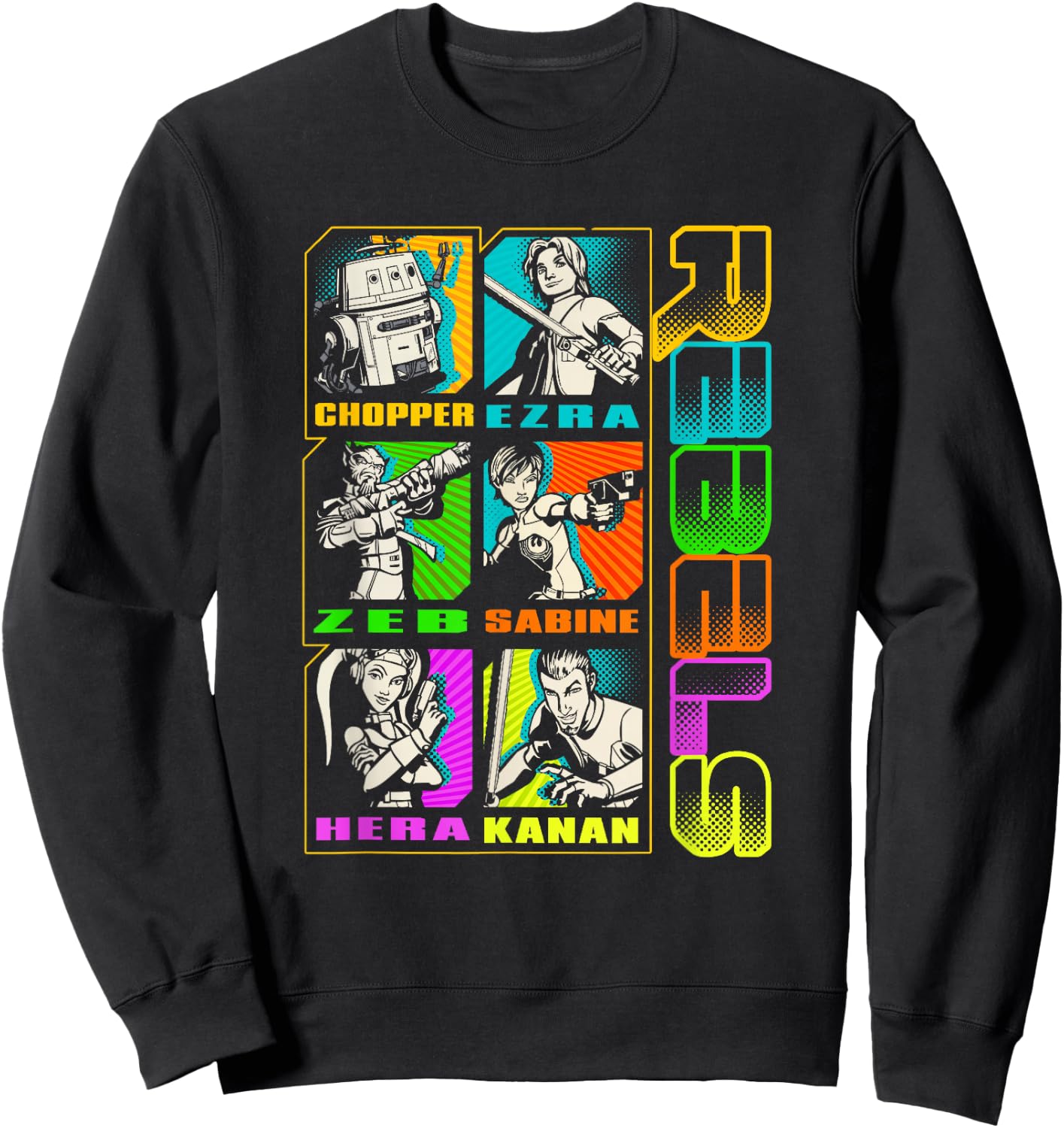Star Wars Rebels Vintage Stacked Character Panels Mashup Sweatshirt - Sweatshirt | Black
