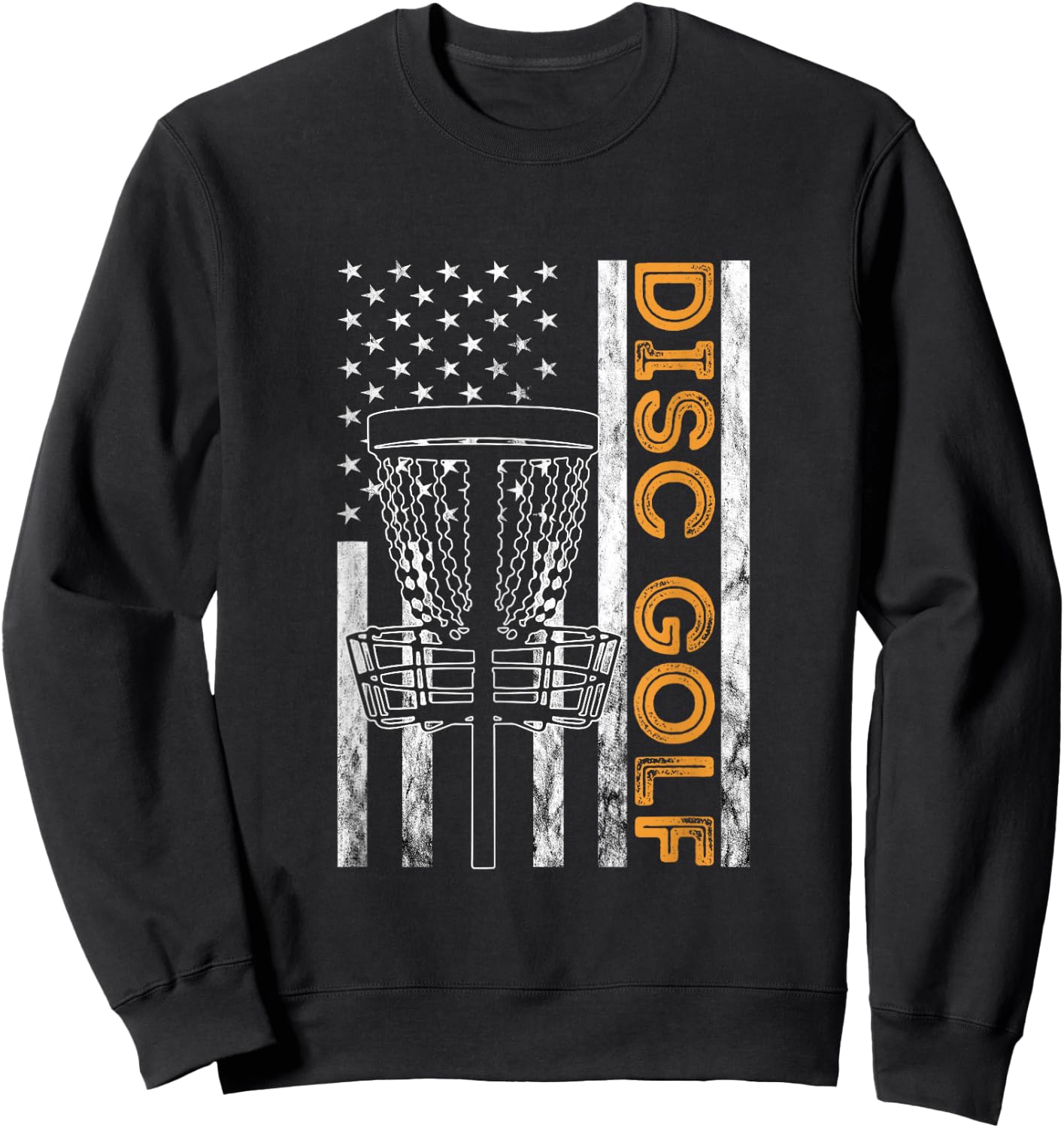 Disc Golf USA Flag America Frisbee Golf Disc Golf Player Kids Men Sweatshirt - Sweatshirt | Black