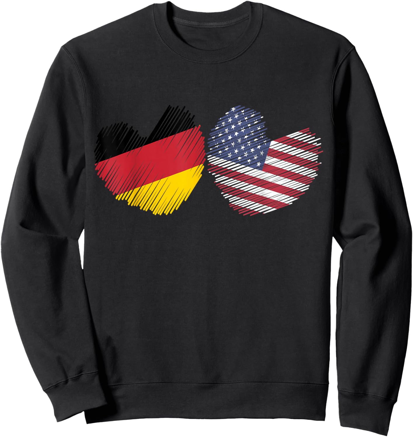 Germany USA Heart German Flag American Flag Grunge Heart Sweatshirt - Sweatshirt | Black
