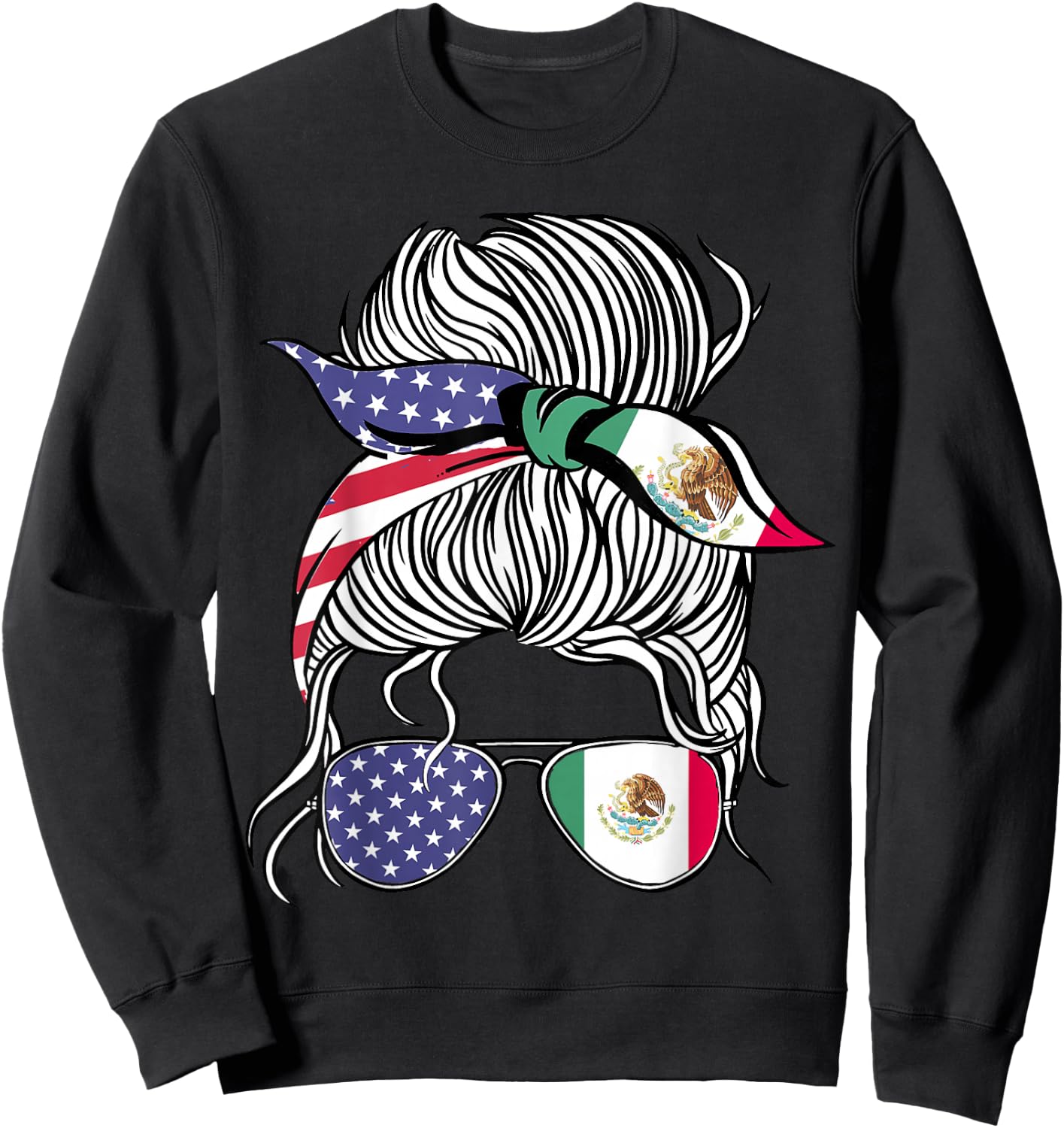 Mexican American Patriot Grown Proud Women Girl Flag Small Sweatshirt - Sweatshirt | Black