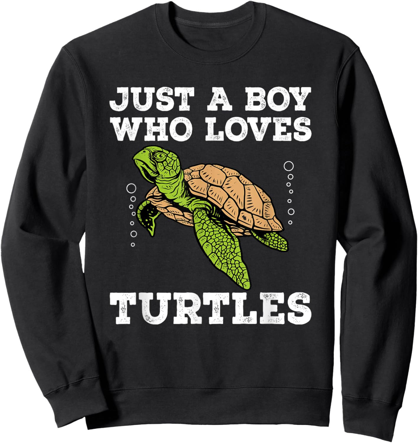 Cool Turtle Design Boys Kids Sea Turtle Animal Lover Sweatshirt - Sweatshirt | Black