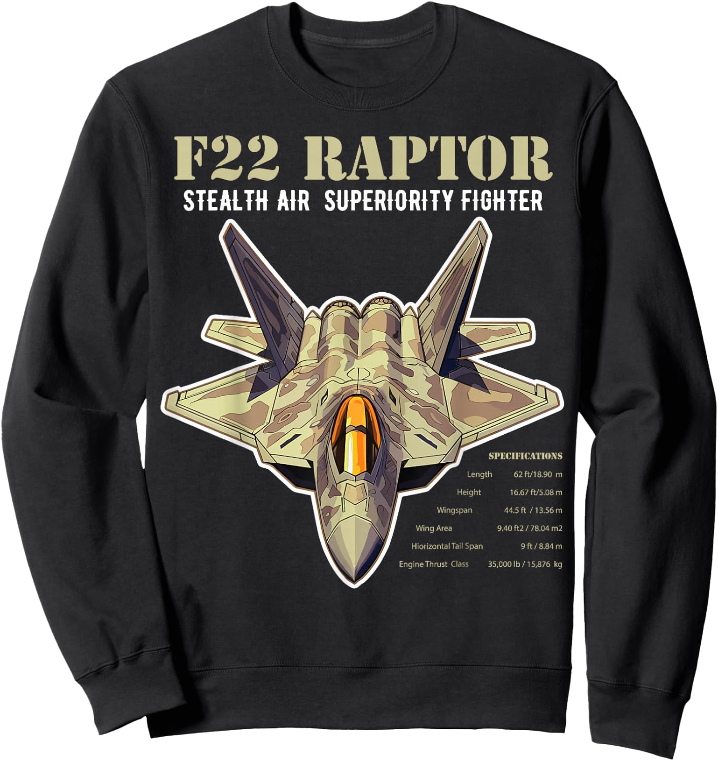 F-22 Raptor Fighter Jet Military Aircraft Men Dad Sweatshirt - Sweatshirt | Black