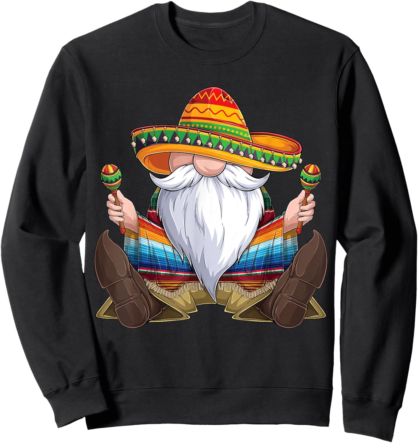 Mexican Gnome Cinco De Mayo Serape Poncho men Women kids boy Sweatshirt - Sweatshirt | Black