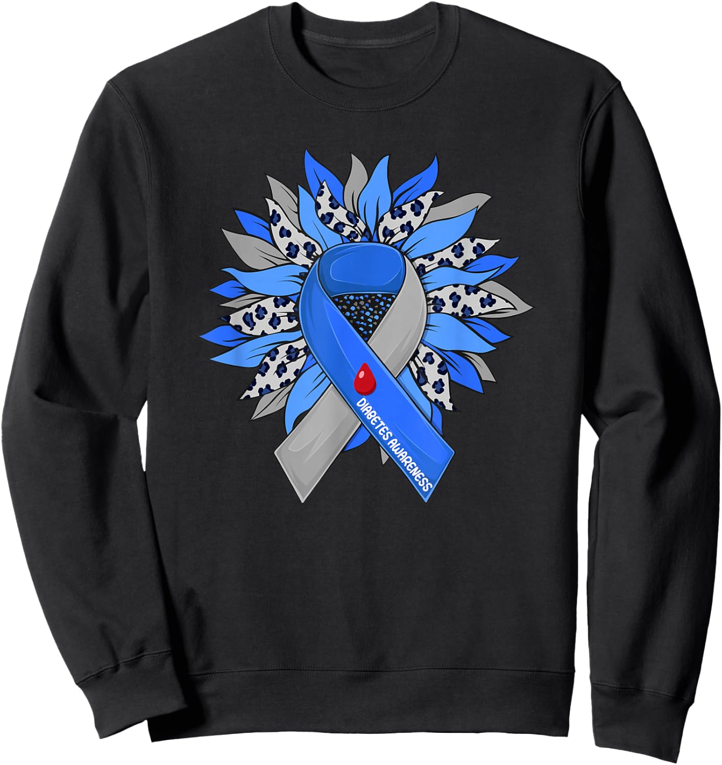Diabetes Sunflower Type T1D T2D Diabetic Diabetes Awareness Sweatshirt - Sweatshirt | Black