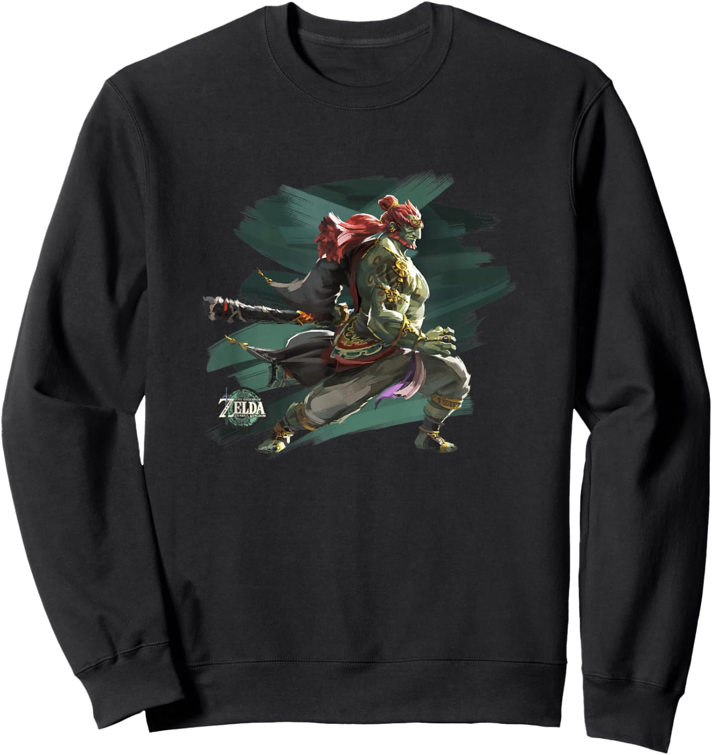 The Legend of Zelda Tears of The Kingdom Ganondorf Brush Art Sweatshirt - Sweatshirt | Black