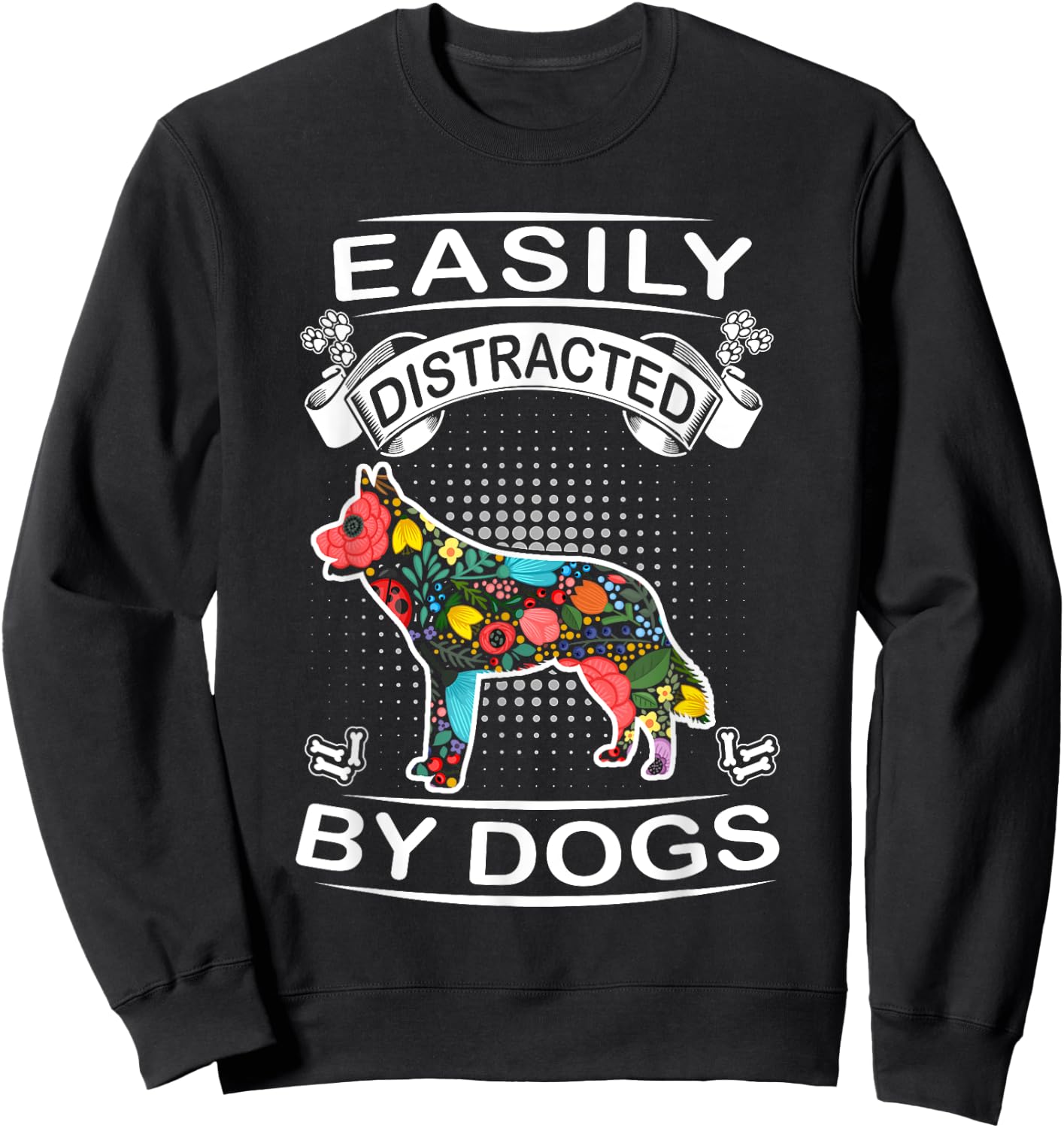 Easily Distracted By Dogs Siberian Husky Dog Lovers Puppy Sweatshirt - Sweatshirt | Black