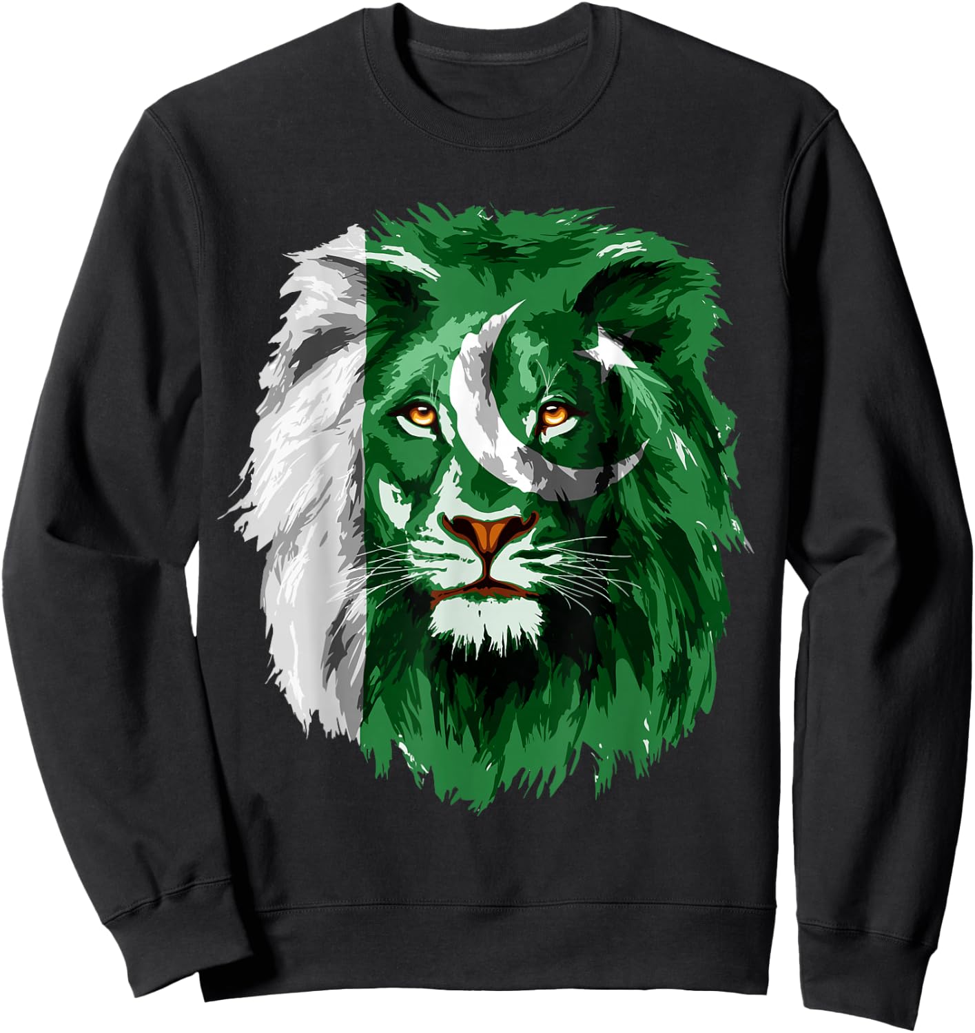 Pakistan Flag Lion Face Pakistani Pride Vintage Sweatshirt - Sweatshirt | Black