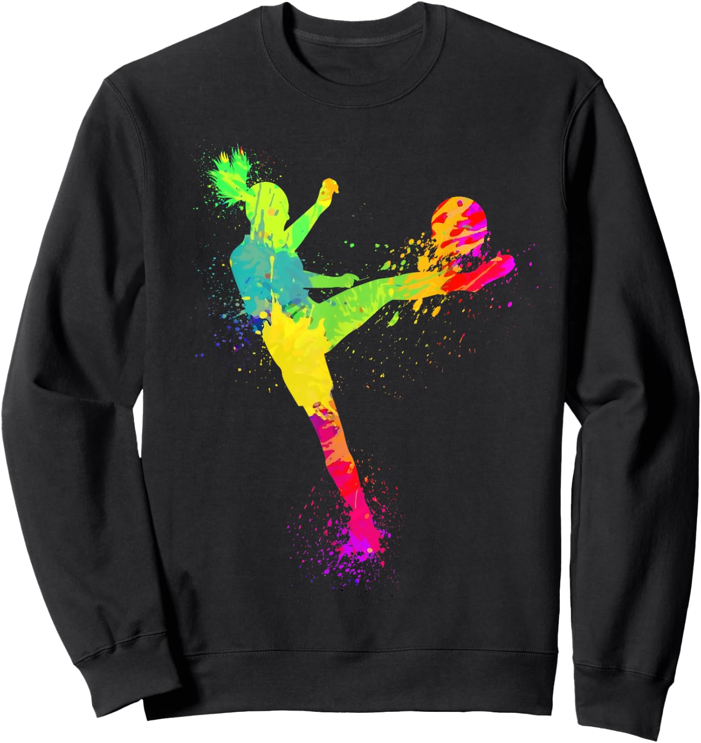 Cool Soccer Design Girls Soccer Player Sport Lover Sweatshirt - Sweatshirt | Black