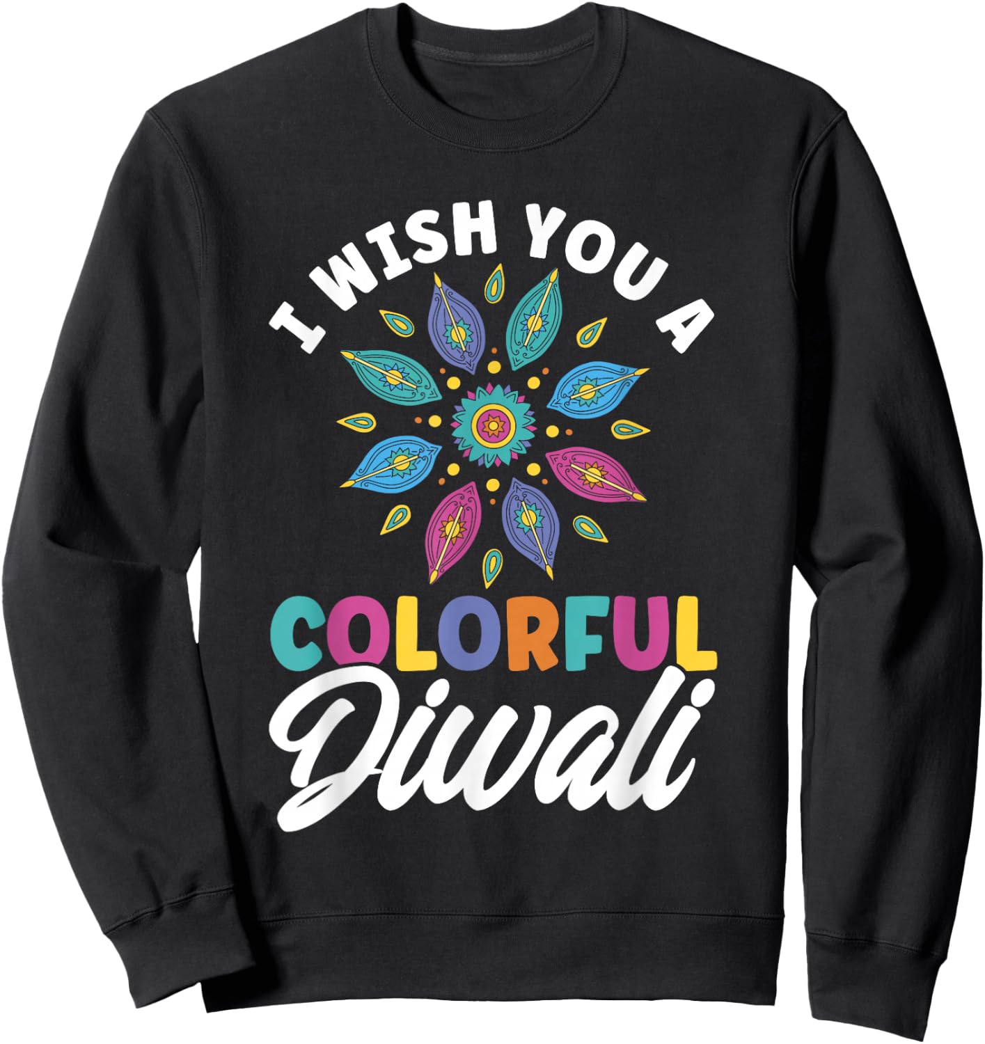 Shubh Deepalawi Colorful Diwali Diwali Sweatshirt - Sweatshirt | Black