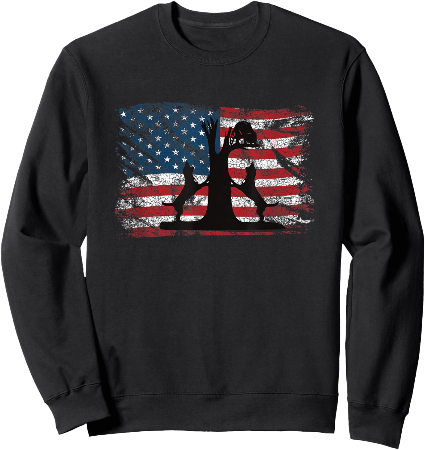 Patriotic Coon Hunting Dogs American Flag Sweatshirt - Sweatshirt | Black