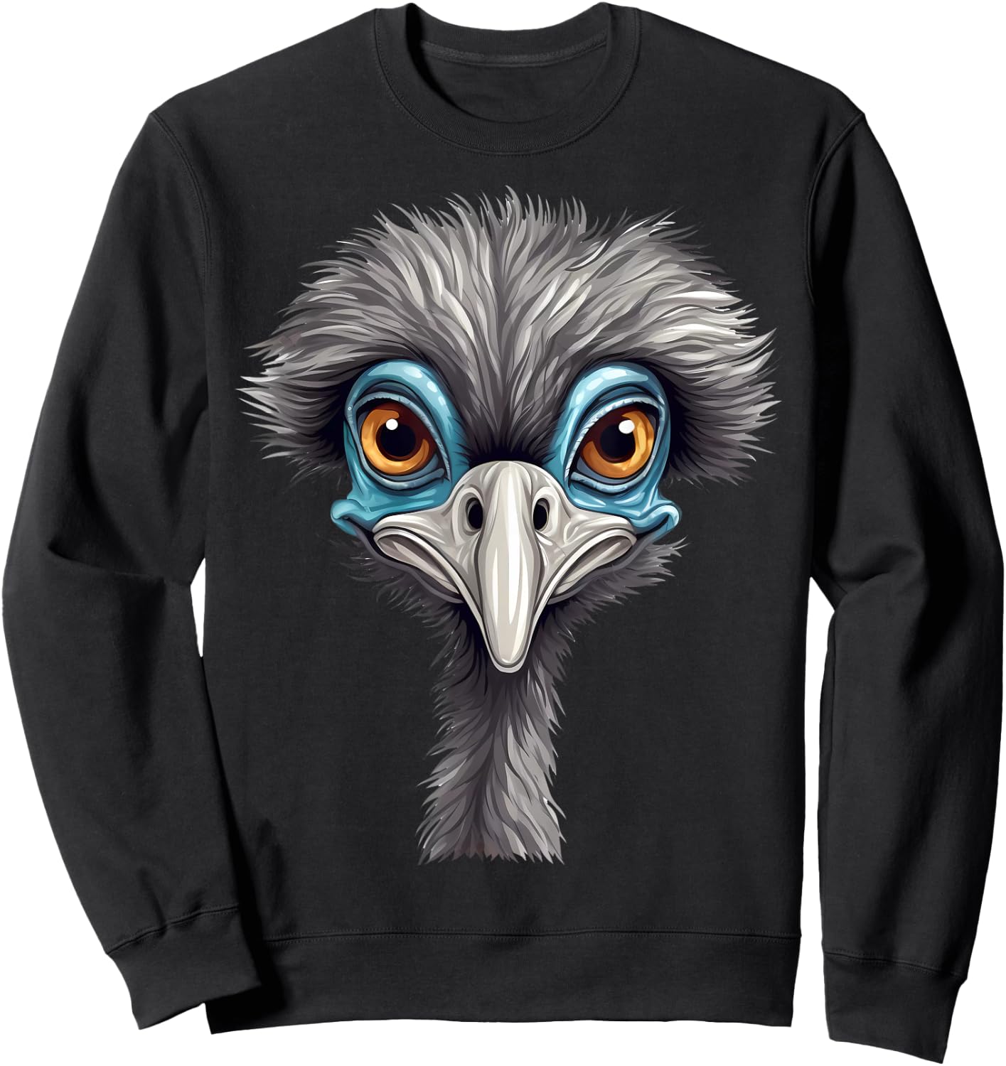 Funny Emu Lover Animal Face Ostrich Sweatshirt - Sweatshirt | Black