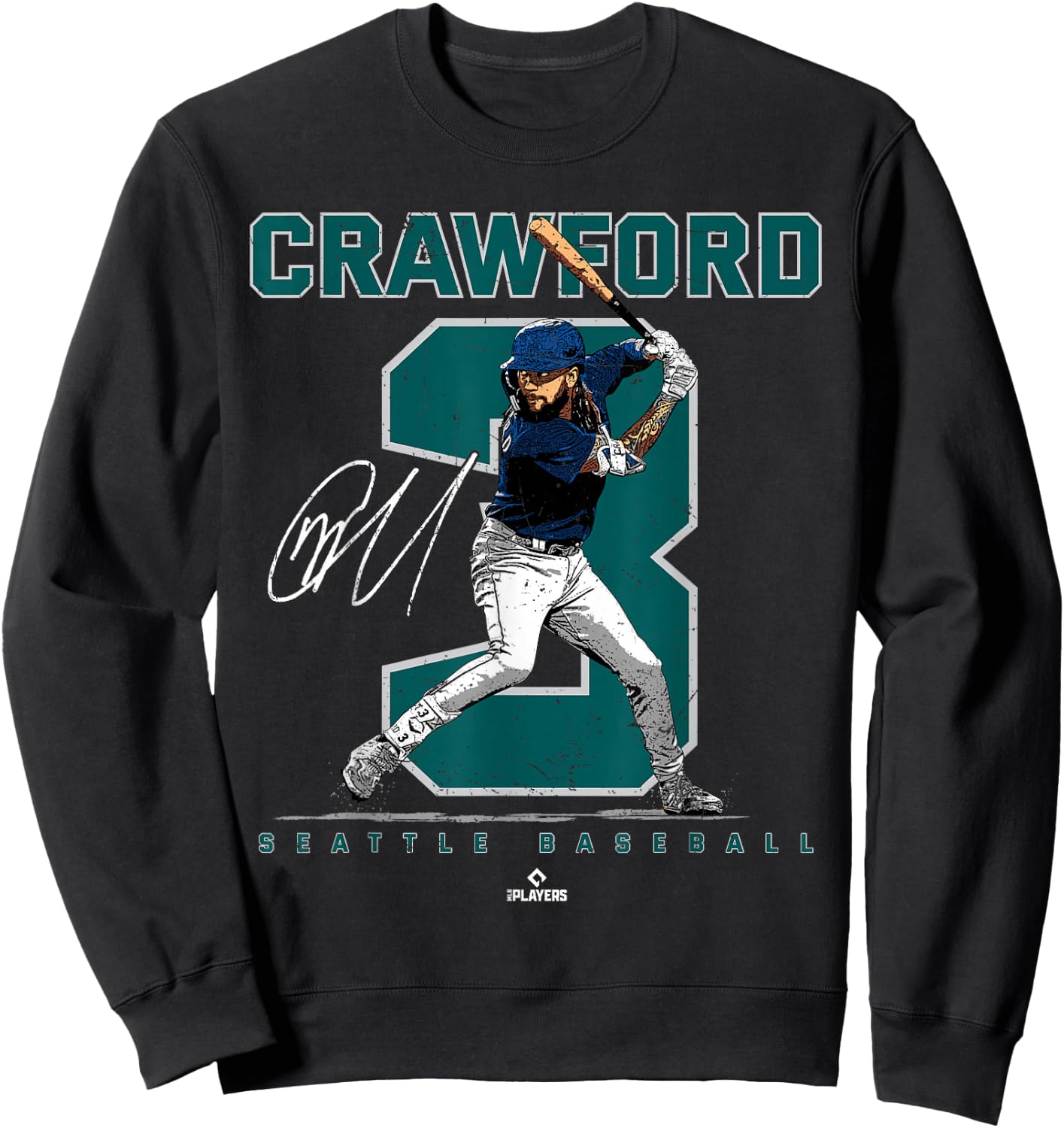 Number and Portrait JP Crawford Seattle MLBPA Sweatshirt - Sweatshirt | Black