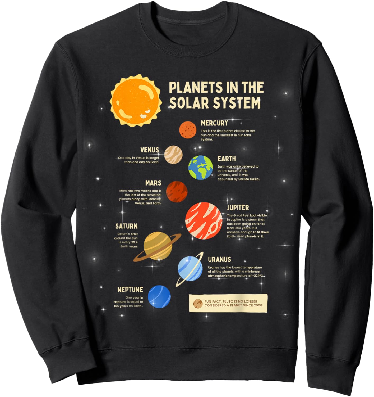 Planets Solar System Outer Space Science Boys Girls Kids Sweatshirt - Sweatshirt | Black