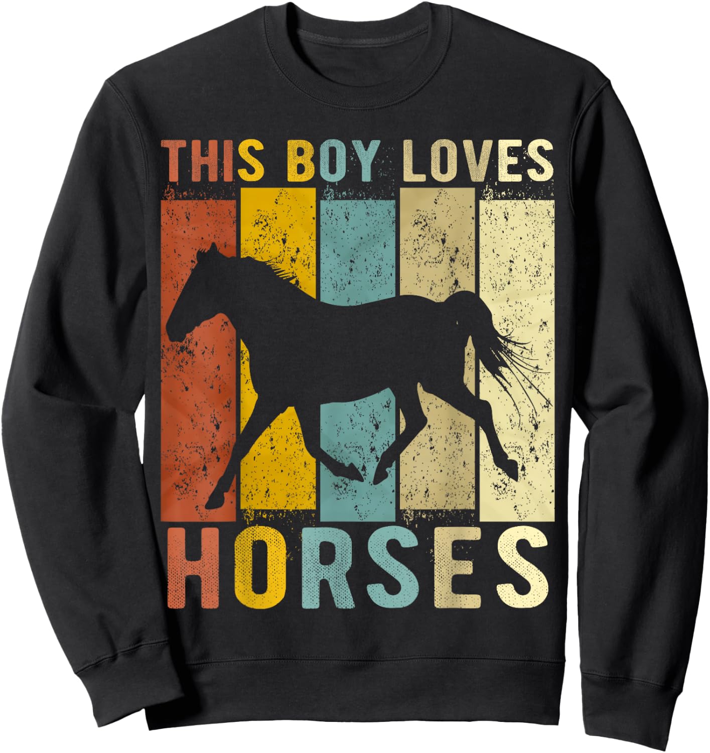 This Boy Loves Horses Boys Horse Sweatshirt - Sweatshirt | Black