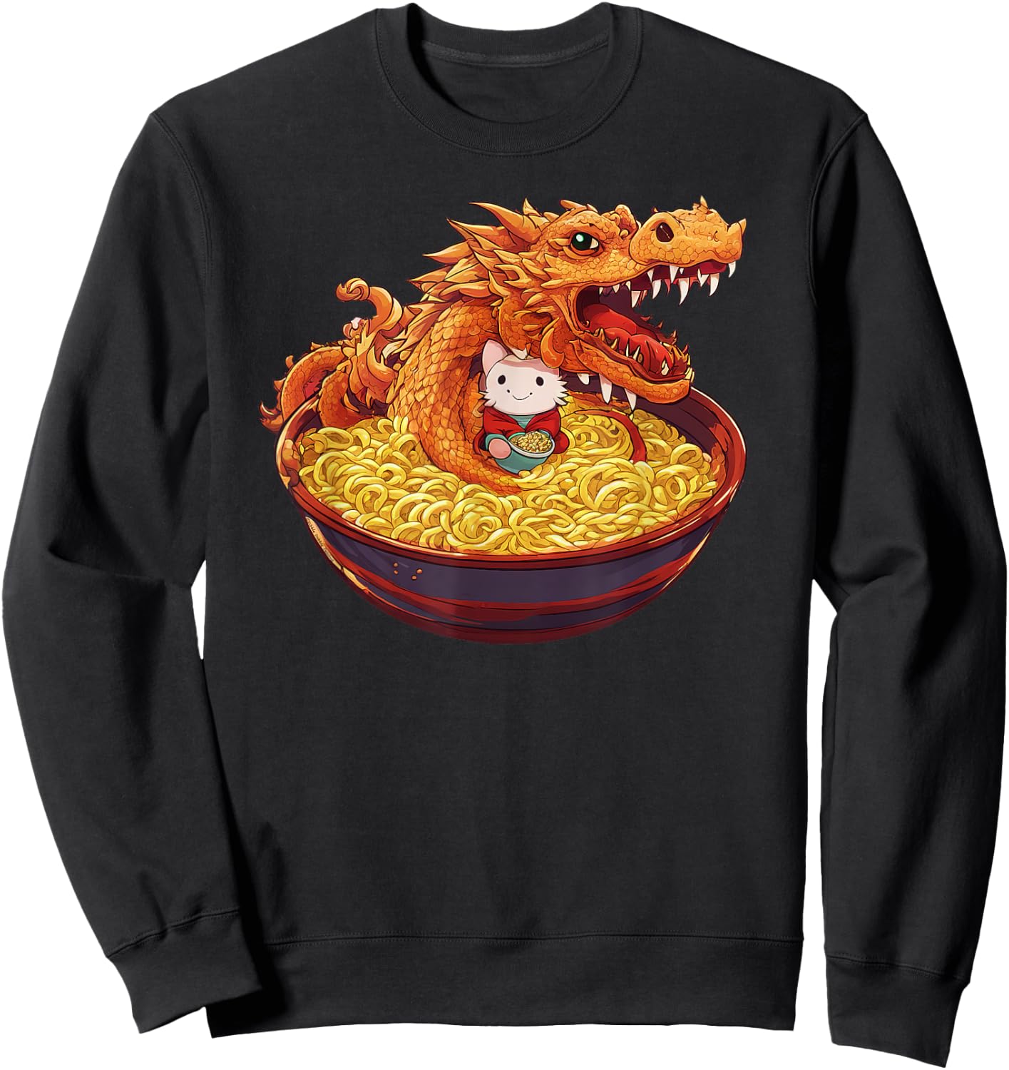 Ramen Dragon Japanese Anime Kaiju and Kawaii Friend Sweatshirt - Sweatshirt | Black