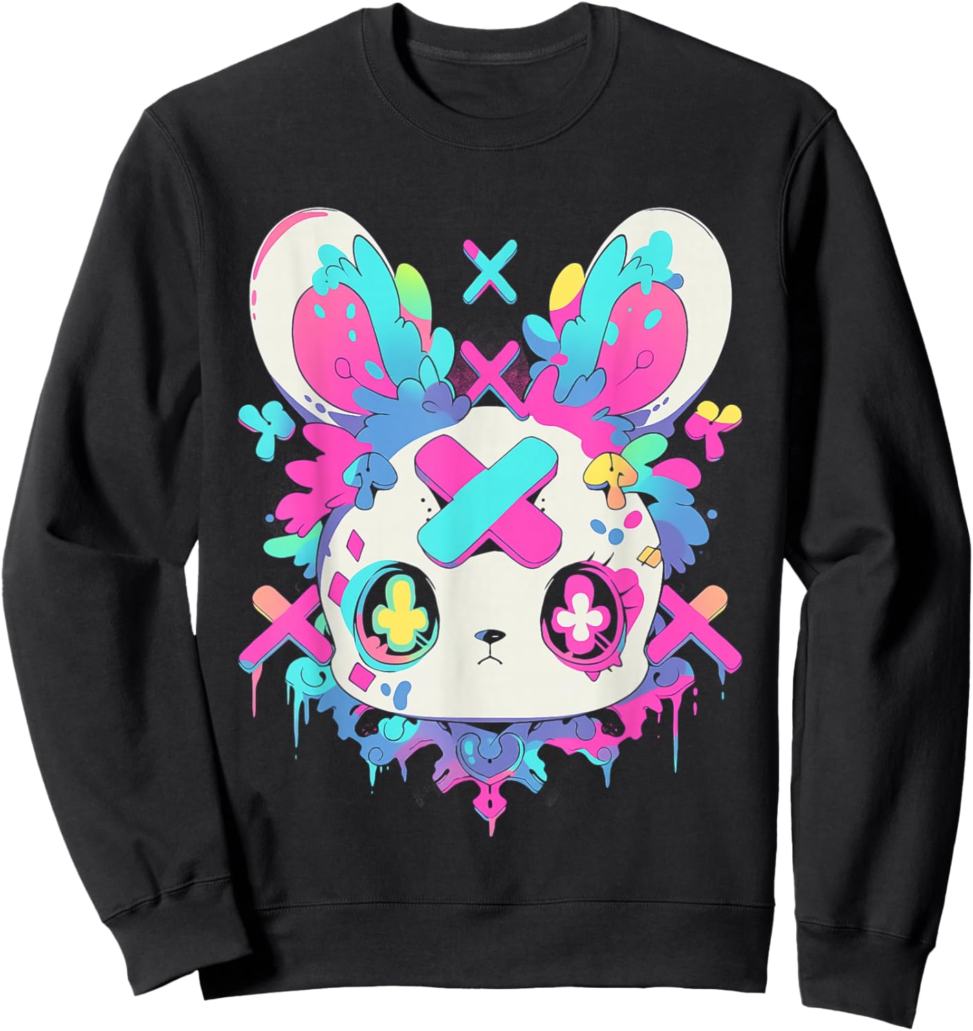 Kawaii Bunny | Menhera Yami Kawaii Decora Kei Pastel Goth Sweatshirt - Sweatshirt | Black
