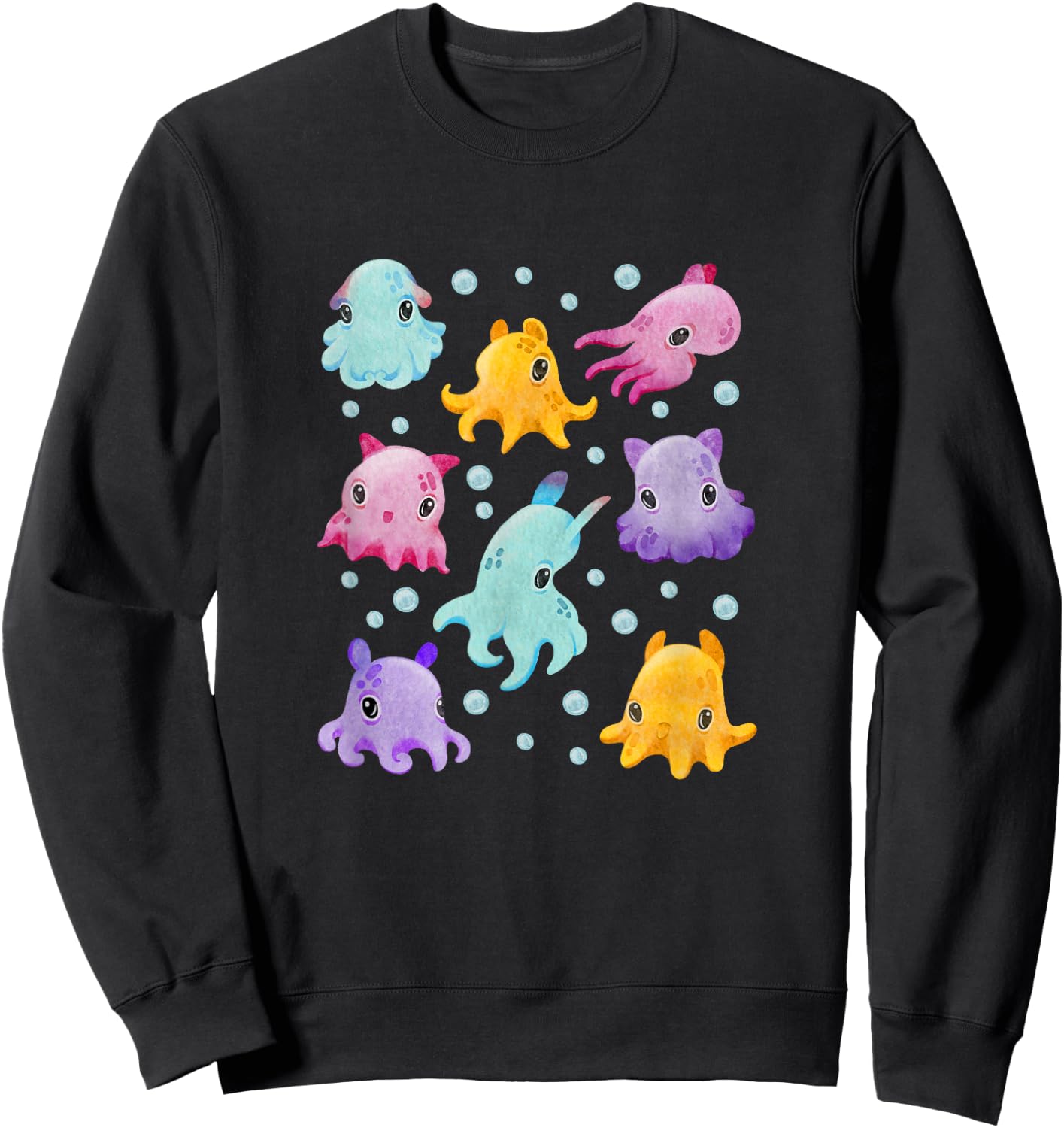 Dumbo Octopus, Cute Octopus Gift, Cute Watercolor Octopuses Sweatshirt - Sweatshirt | Black