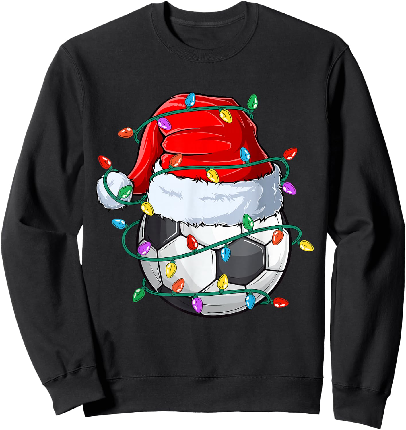 Christmas Soccer Xmas Santa Sports Hat Ball Kids Boys Men Sweatshirt - Sweatshirt | Black
