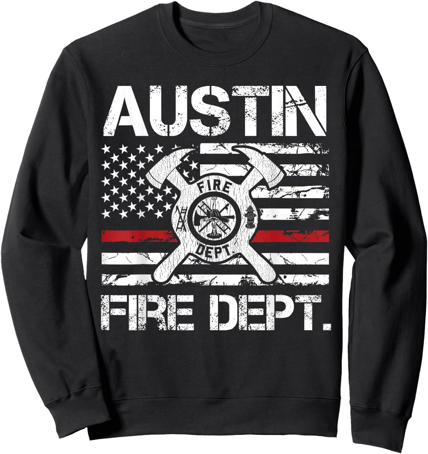 Austin Texas Fire Department Thin Red Line Logo Sweatshirt - Sweatshirt | Black