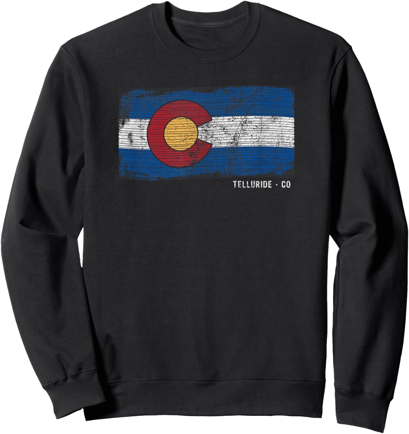 Telluride Colorado Retro Flag Graphic Sweatshirt - Sweatshirt | Black