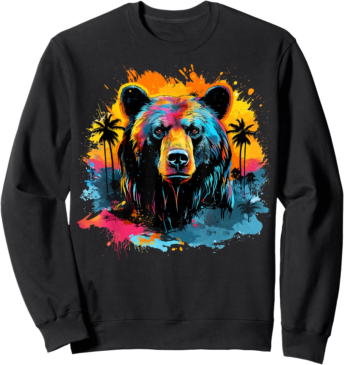 Florida Black Bear Wildlife Animal Lover Colorful Splash Art Sweatshirt - Sweatshirt | Black