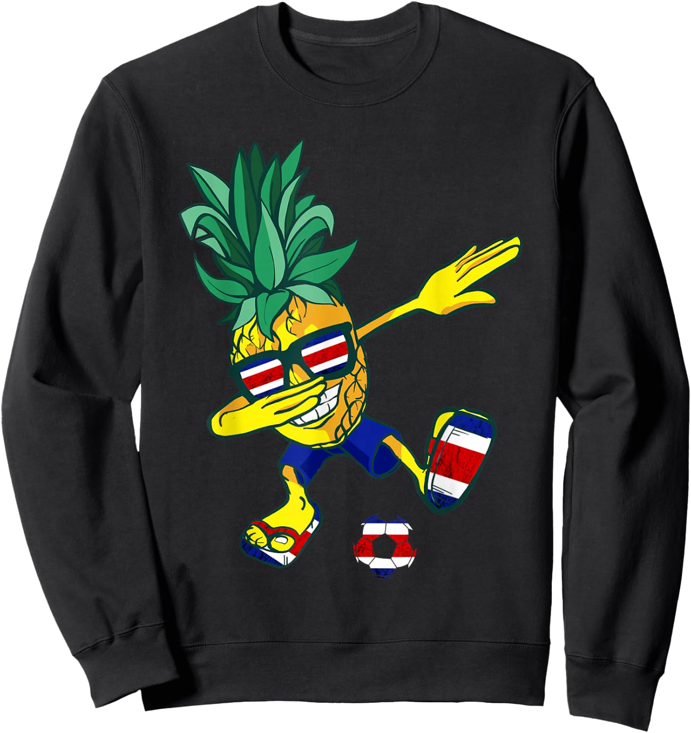 Costa Rican Roots Pineapple Costa Rica Soccer Team Sweatshirt - Sweatshirt | Black