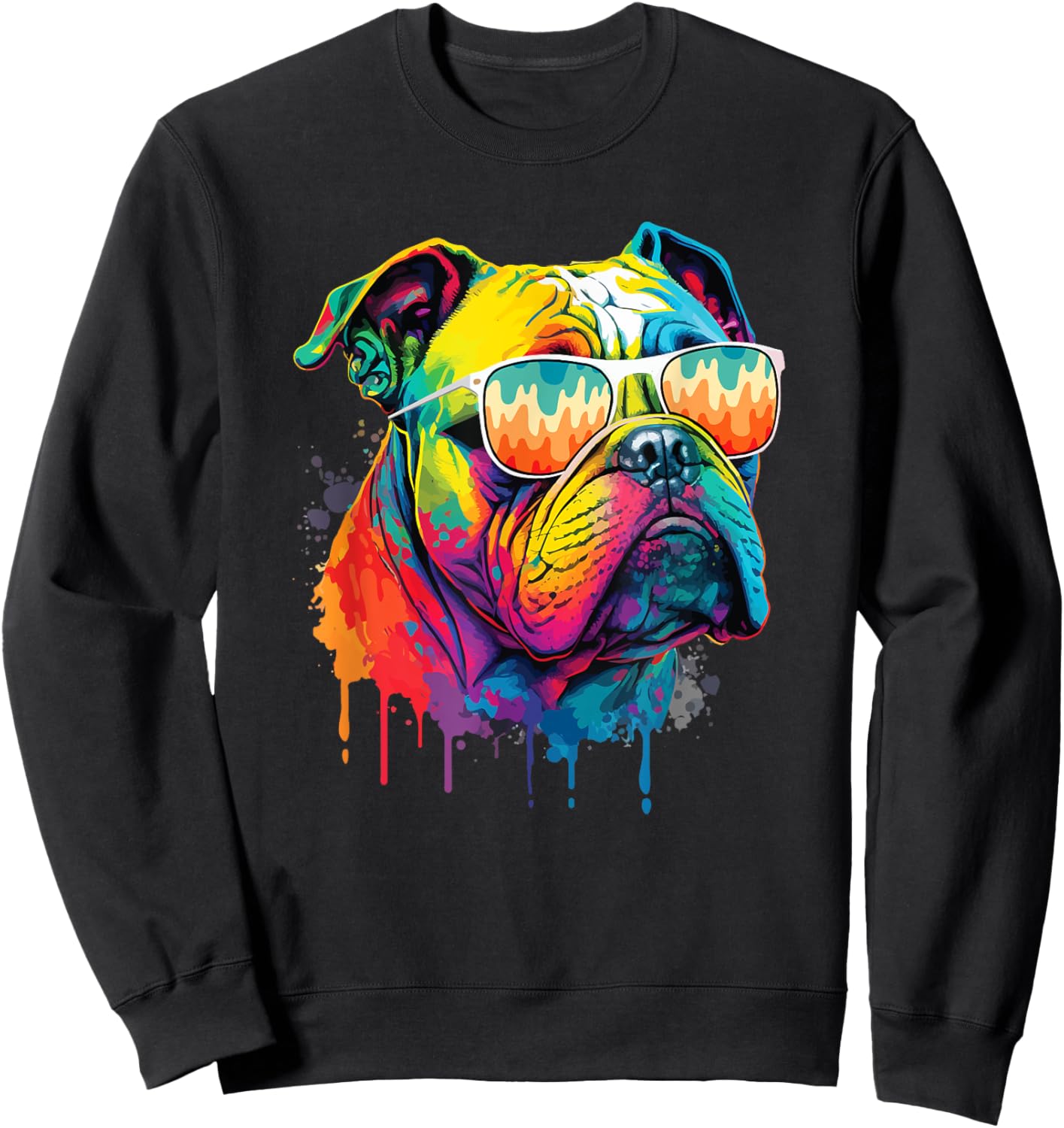 Groovy Retro English Bulldog - Dog Animal Lover Puppy Owner Sweatshirt - Sweatshirt | Black