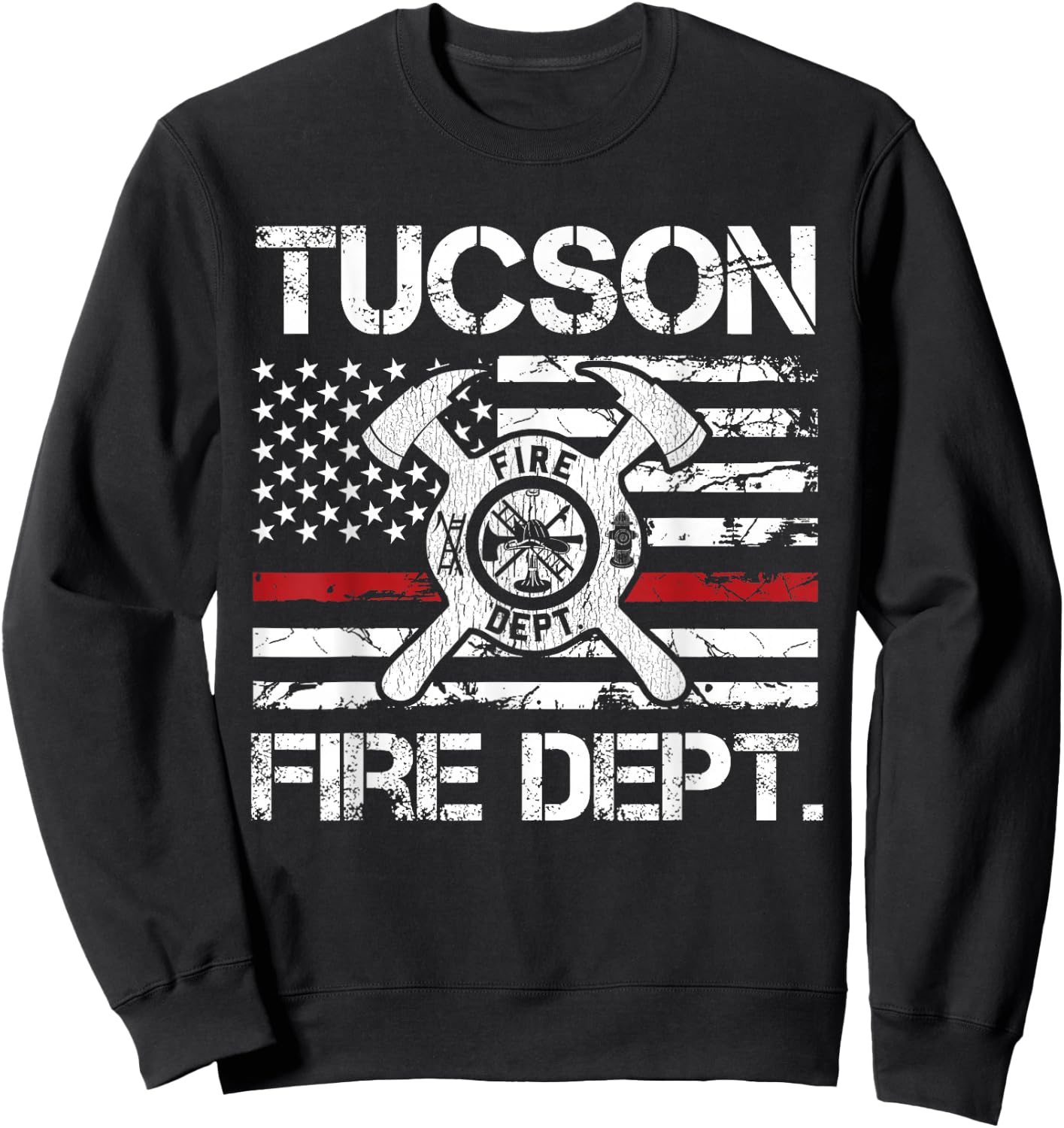 Tucson Arizona Fire Department Thin Red Line Fireman Sweatshirt - Sweatshirt | Black