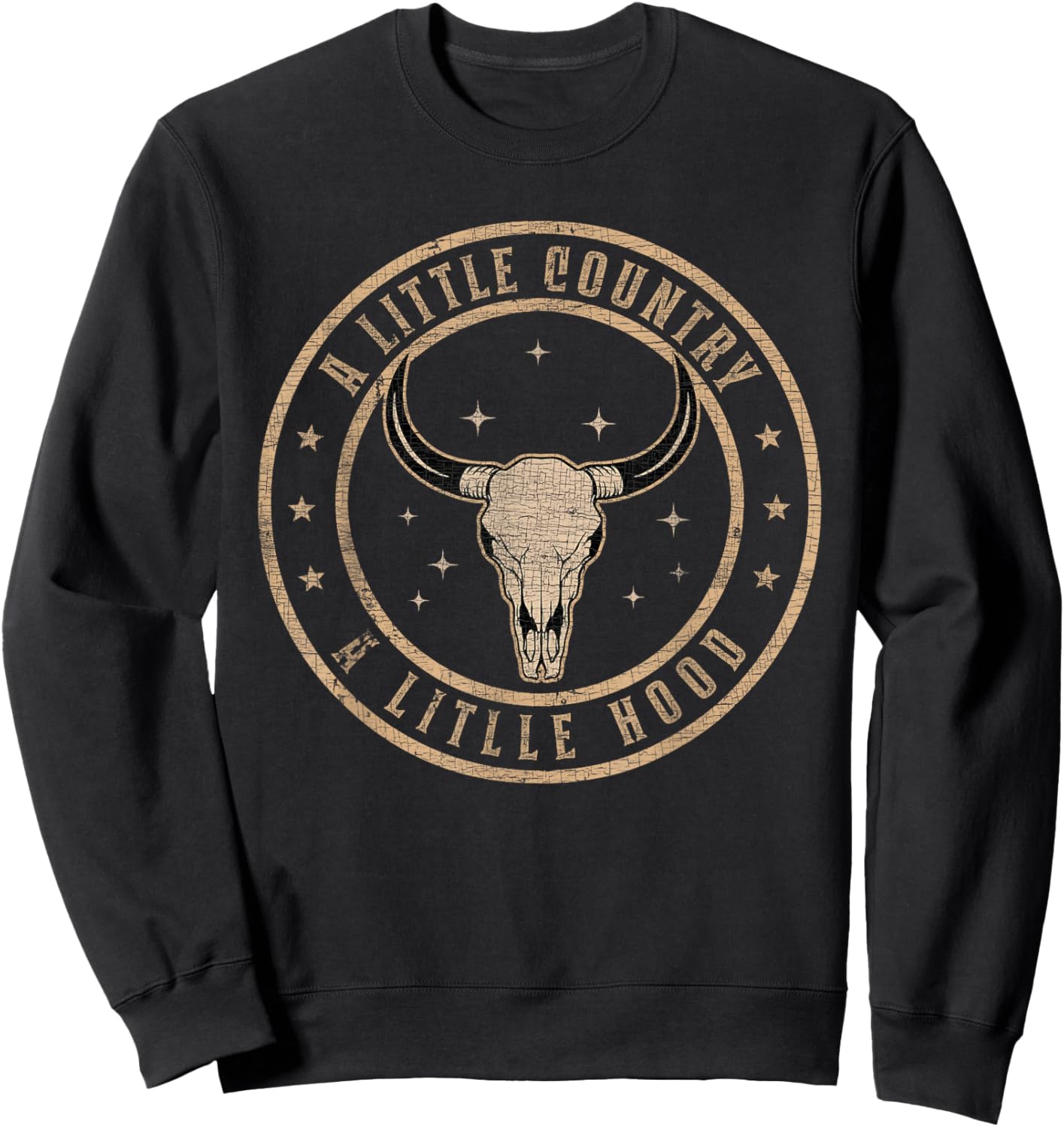 A Little Country A litlle Hood Vintage Bull Skull Western Sweatshirt - Sweatshirt | Black